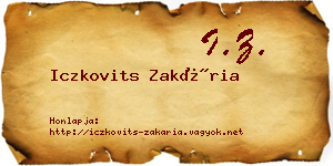 Iczkovits Zakária névjegykártya
